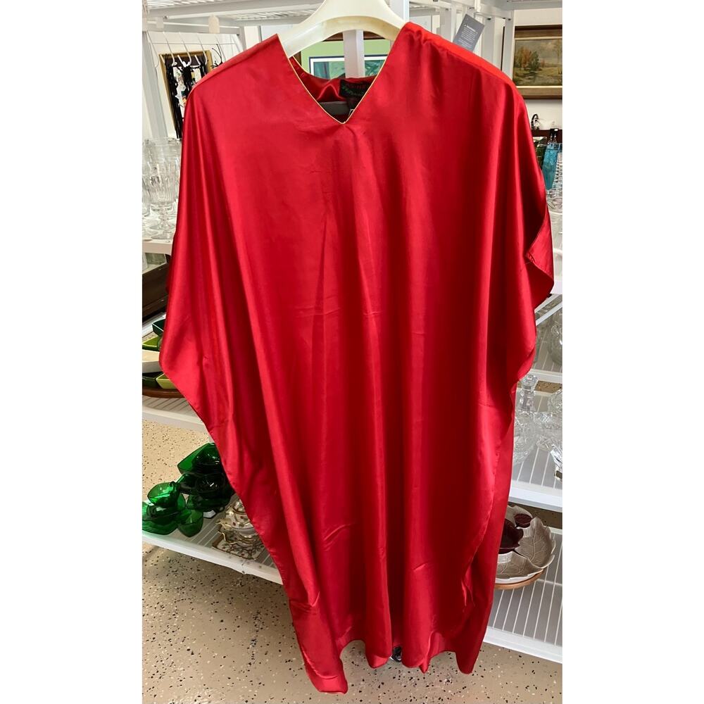Ashro Free Size Red V-Neck Satin Tunic NOC2603